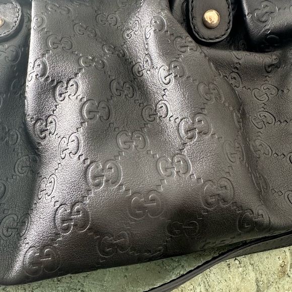 Authentic Gucci Black Sukey Convertible Boston Embossed Leather Shoulder Bag - Picture 12 of 16